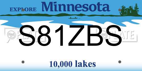 S81ZBS Minnesota License Plate