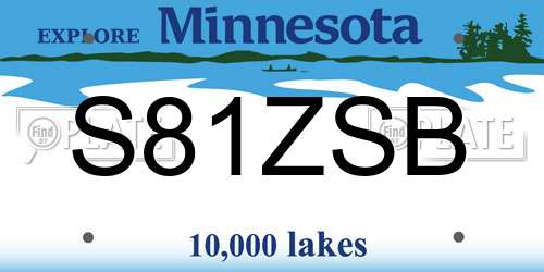 S81ZSB Minnesota License Plate