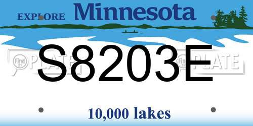 S8203E Minnesota License Plate