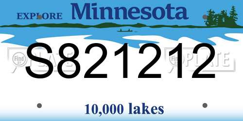 S821212 Minnesota License Plate