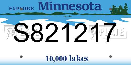 S821217 Minnesota License Plate