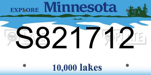 S821712 Minnesota License Plate