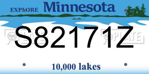 S82171Z Minnesota License Plate