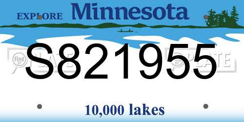S821955 Minnesota License Plate