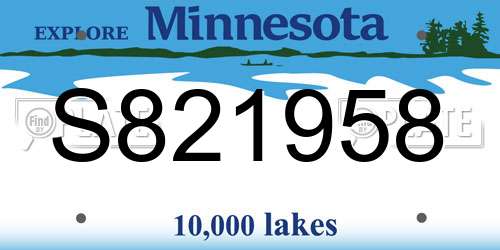 S821958 Minnesota License Plate