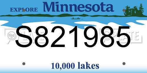 S821985 Minnesota License Plate