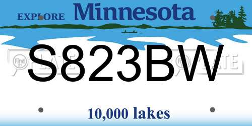 S823BW Minnesota License Plate