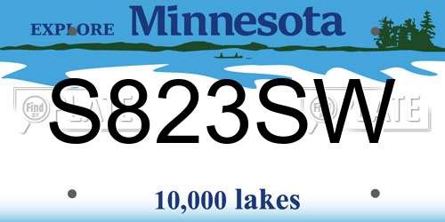 S823SW Minnesota License Plate
