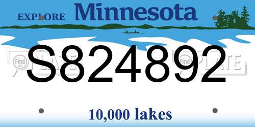 S824892 Minnesota License Plate