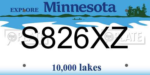 S826XZ Minnesota License Plate