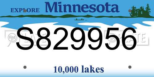 S829956 Minnesota License Plate