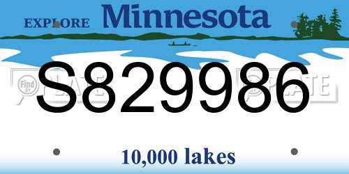 S829986 Minnesota License Plate