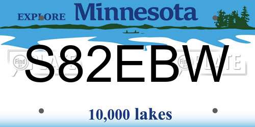 S82EBW Minnesota License Plate