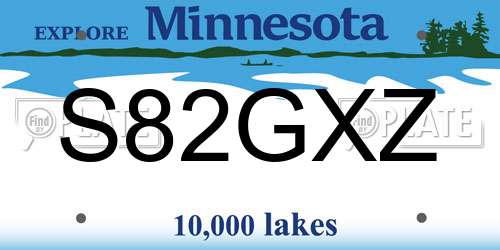 S82GXZ Minnesota License Plate