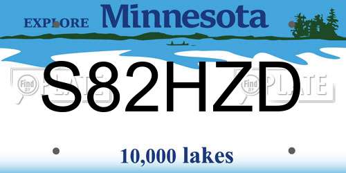 S82HZD Minnesota License Plate