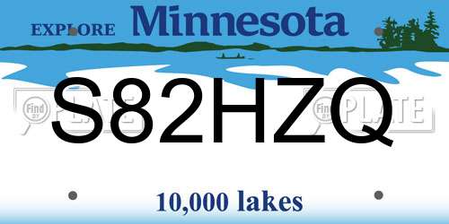S82HZQ Minnesota License Plate