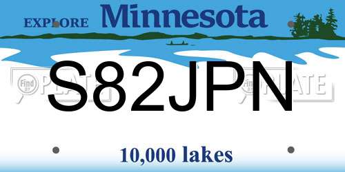 S82JPN Minnesota License Plate