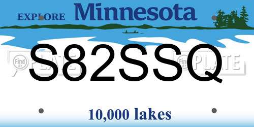 S82SSQ Minnesota License Plate