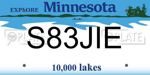 S83JIE Minnesota License Plate