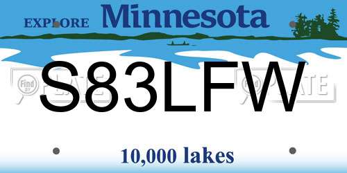 S83LFW Minnesota License Plate