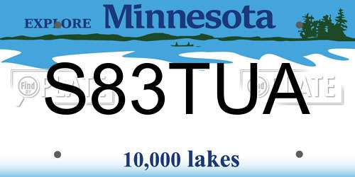 S83TUA Minnesota License Plate