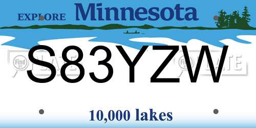 S83YZW Minnesota License Plate