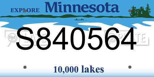 S840564 Minnesota License Plate