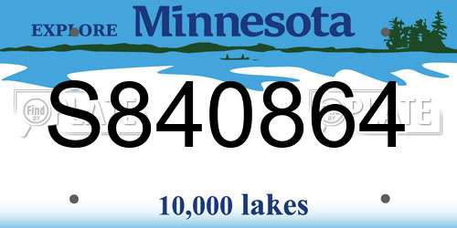 S840864 Minnesota License Plate