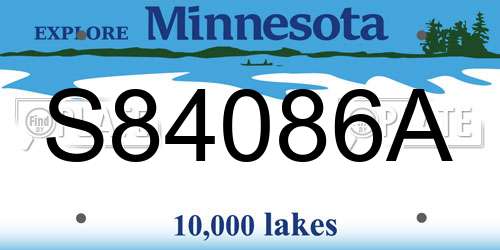 S84086A Minnesota License Plate