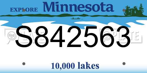 S842563 Minnesota License Plate