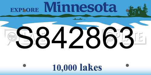 S842863 Minnesota License Plate