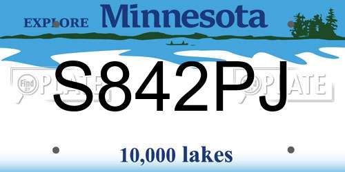 S842PJ Minnesota License Plate