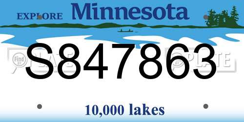 S847863 Minnesota License Plate
