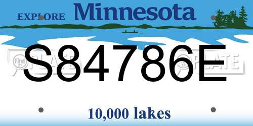 S84786E Minnesota License Plate