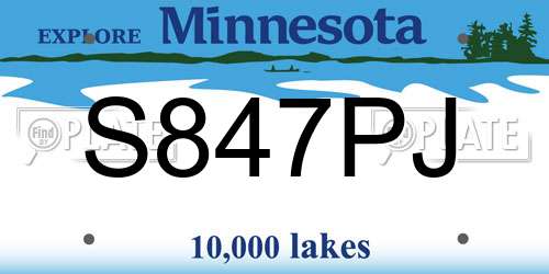 S847PJ Minnesota License Plate