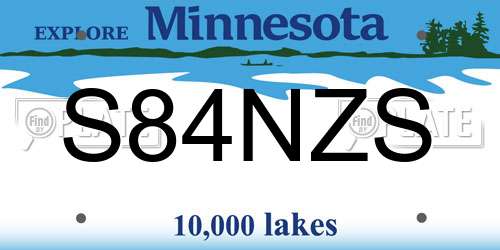 S84NZS Minnesota License Plate