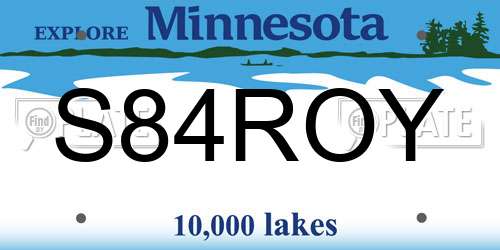 S84ROY Minnesota License Plate