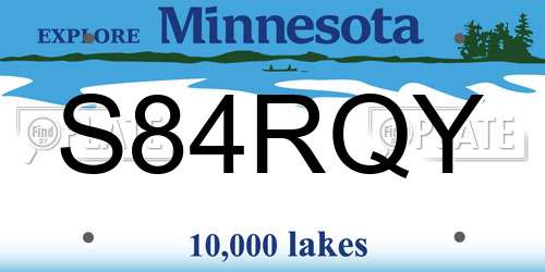 S84RQY Minnesota License Plate