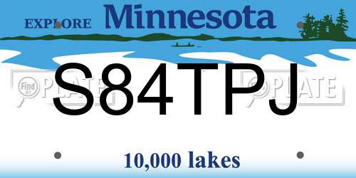 S84TPJ Minnesota License Plate