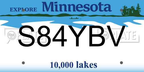S84YBV Minnesota License Plate
