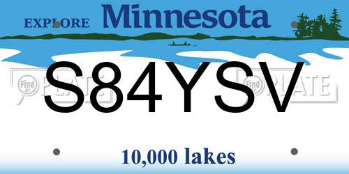 S84YSV Minnesota License Plate