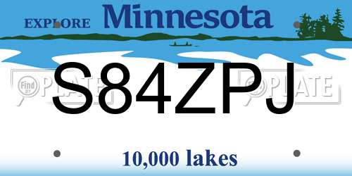 S84ZPJ Minnesota License Plate