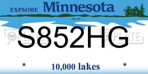 S852HG Minnesota License Plate