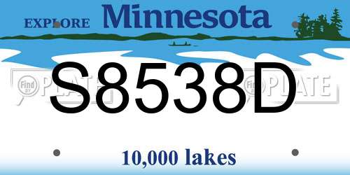 S8538D Minnesota License Plate