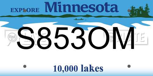 S853OM Minnesota License Plate