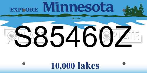 S85460Z Minnesota License Plate