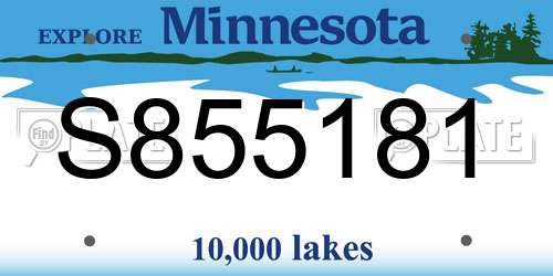 S855181 Minnesota License Plate