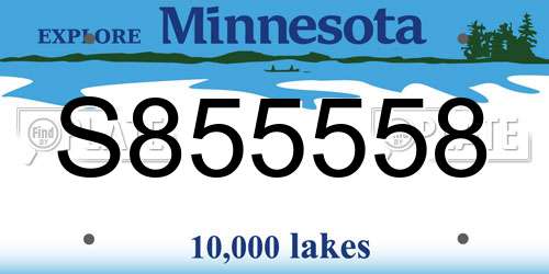 S855558 Minnesota License Plate