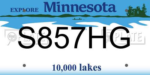 S857HG Minnesota License Plate