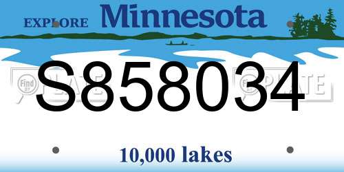 S858034 Minnesota License Plate